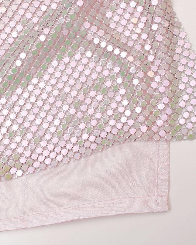 Halter Top Light Pink Metal Mesh for Women