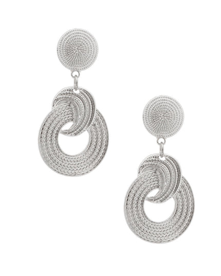 Silver Patterned Circle Earrings