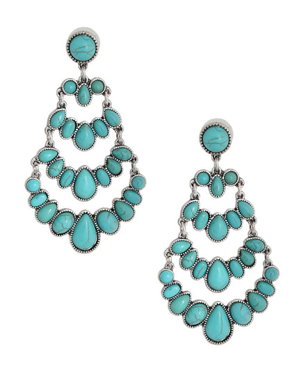 Tiered Drop Turquoise Silver Earrings