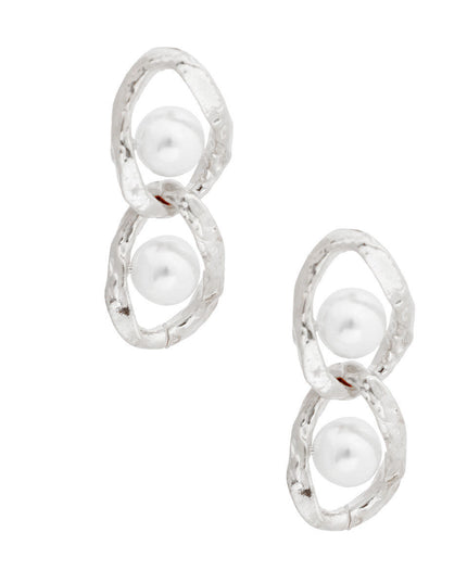 Silver Link Pearl Earrings