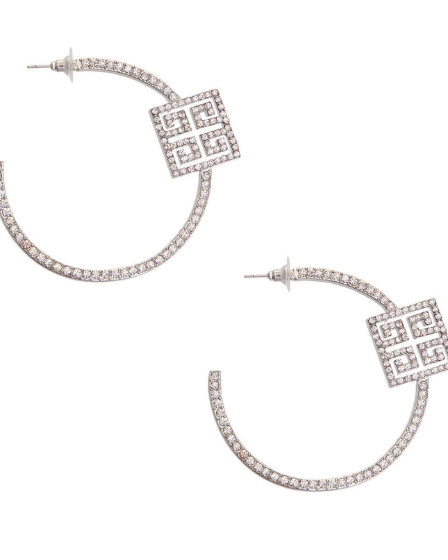 Shimmering Elegance: Silver Rhinestone Hoops
