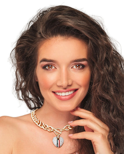 Striped Heart Toggle Necklace