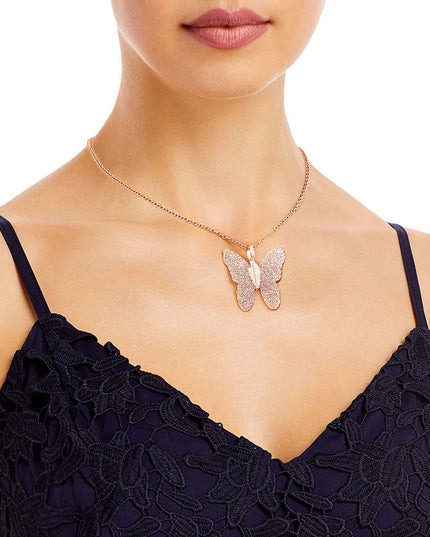 Rose Gold Dipped Real Leaf Butterfly Necklace