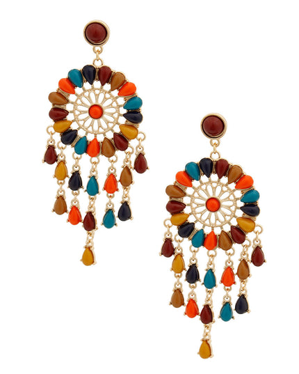 Multi Color Bead Dream Catcher Earrings