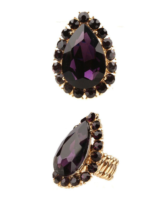 Purple Teardrop Cocktail Ring