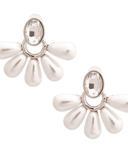 Silver Stud Fan Pearl Earrings