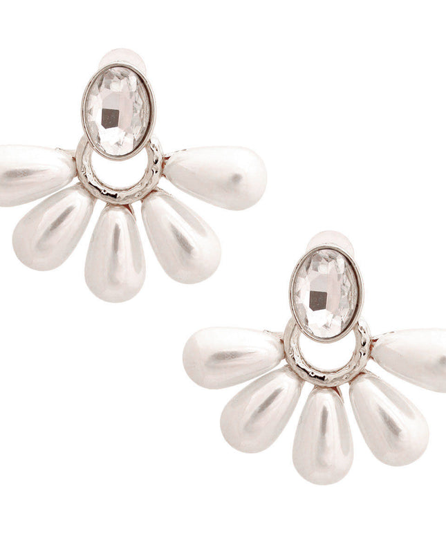 Silver Stud Fan Pearl Earrings