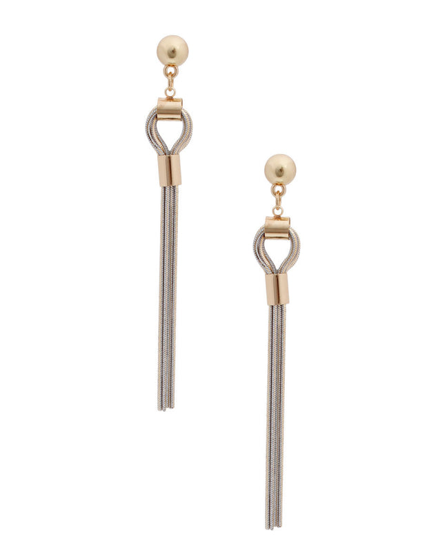 Gold Knotted Chain Tassel Earrings
