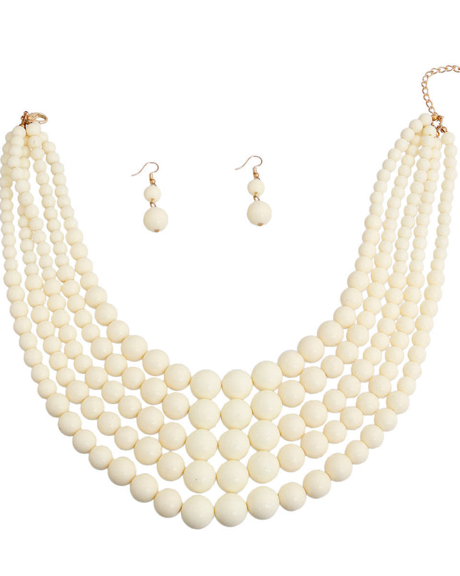 Ivory Bead 5 Strand Necklace