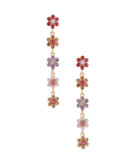 Gold Link Rhinestone Daisy Earrings