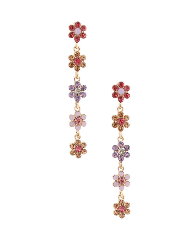 Gold Link Rhinestone Daisy Earrings