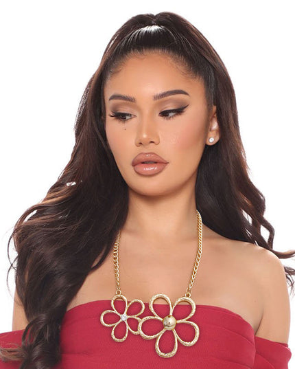 Gold Metal Flower Collar Set
