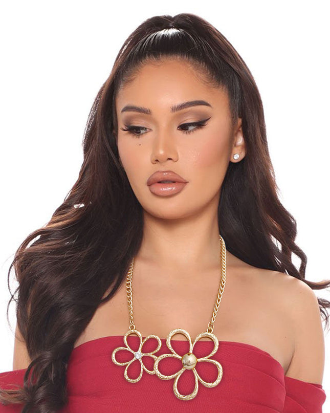 Gold Metal Flower Collar Set