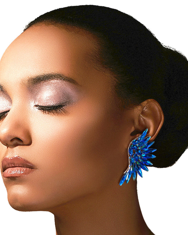 Royal Blue Rhinestone Wing Clip Ons
