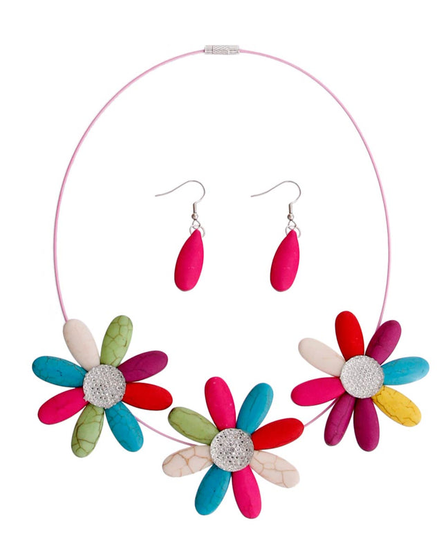 Multi Color Triple Flower Wire Collar