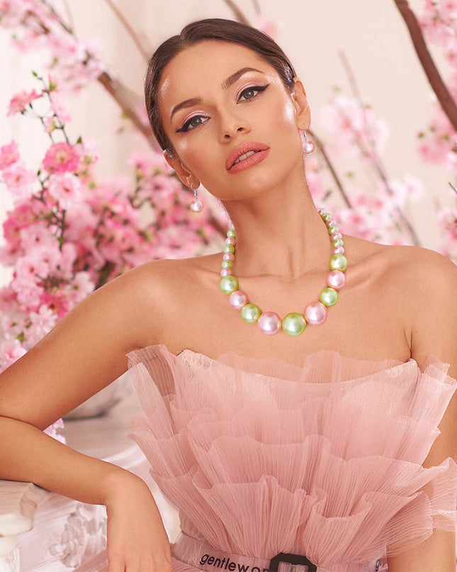 Pink and Green Graduated Bubble Gum Pearls