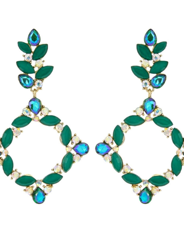 Green Diamond Drop Earrings