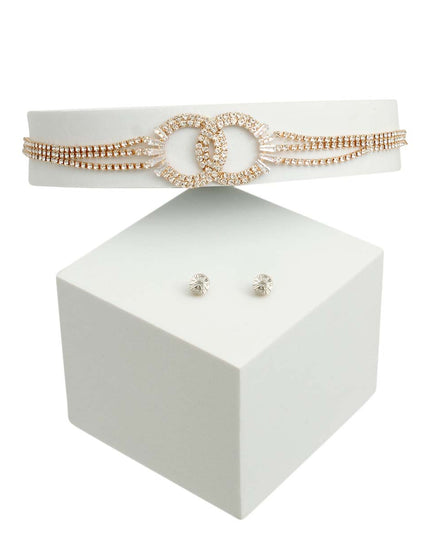 Gold 4 Row Pave Infinity Link Choker