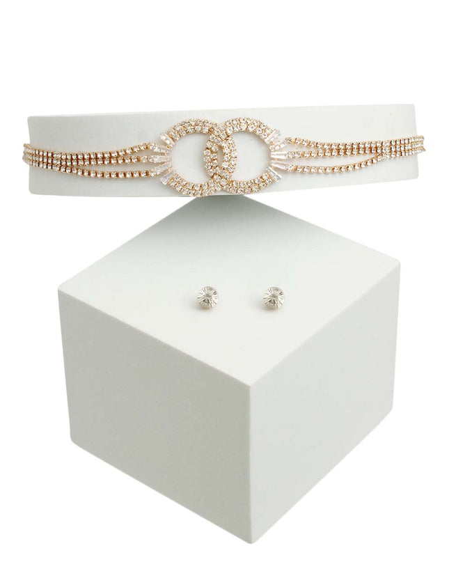 Gold 4 Row Pave Infinity Link Choker