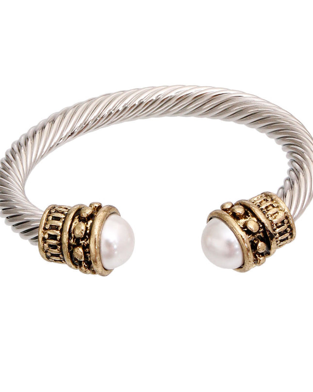 Thick Cable Classic Pearl Bangle