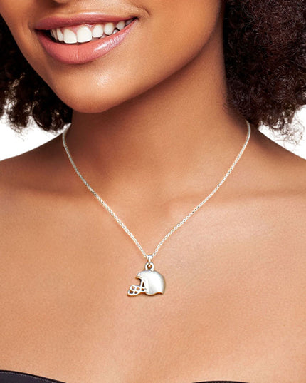Matte Silver Football Helmet Necklace