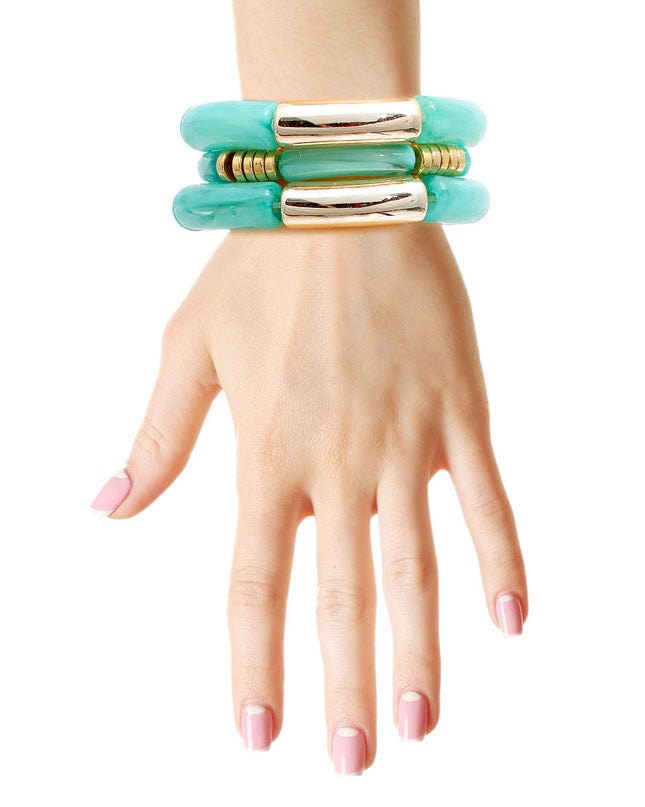 Turquoise Tube Stretch Bangle Set