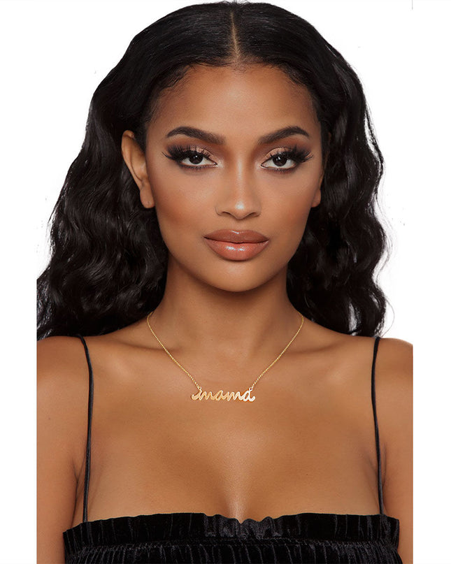 Gold Script Mama Pendant Necklace