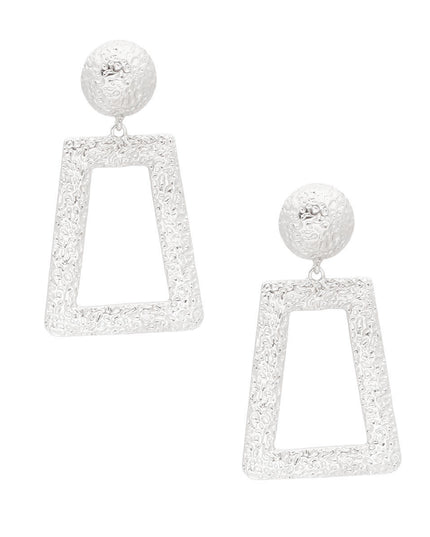 Silver Hammered Trapezoid Earrings