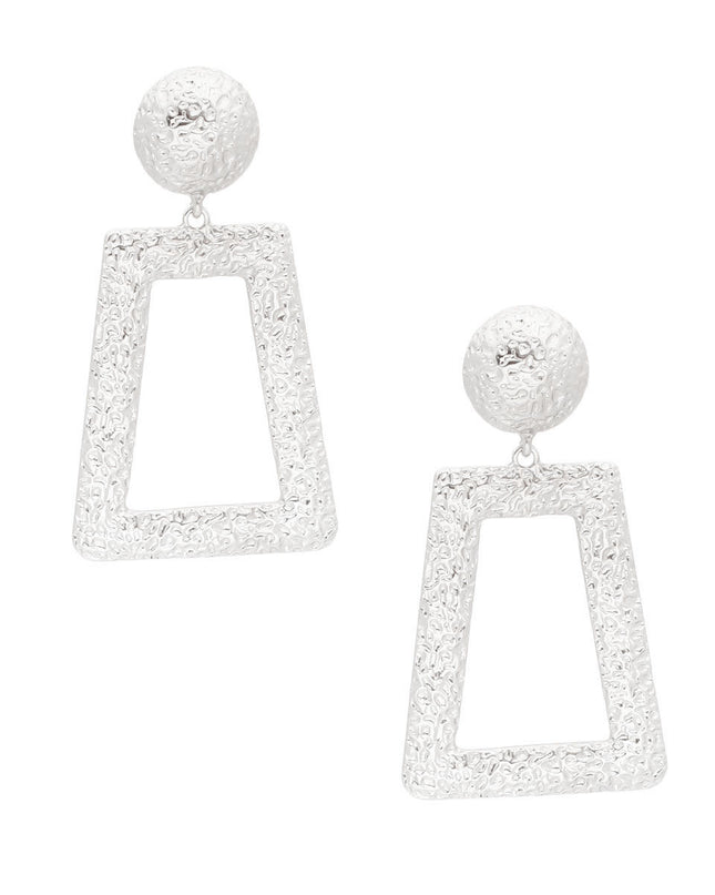 Silver Hammered Trapezoid Earrings