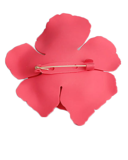 Dark Pink Coated Metal Flower Brooch