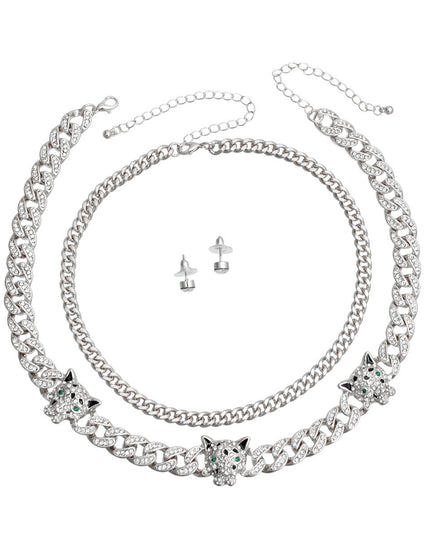 Silver Iced Cuban Leopard Chain Set