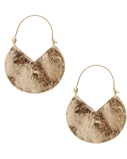 Gold Textured Arch Hook Hoops