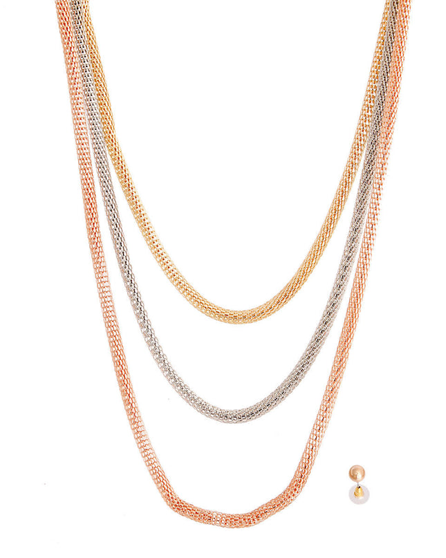 Mixed Metal Mesh Chain Necklace