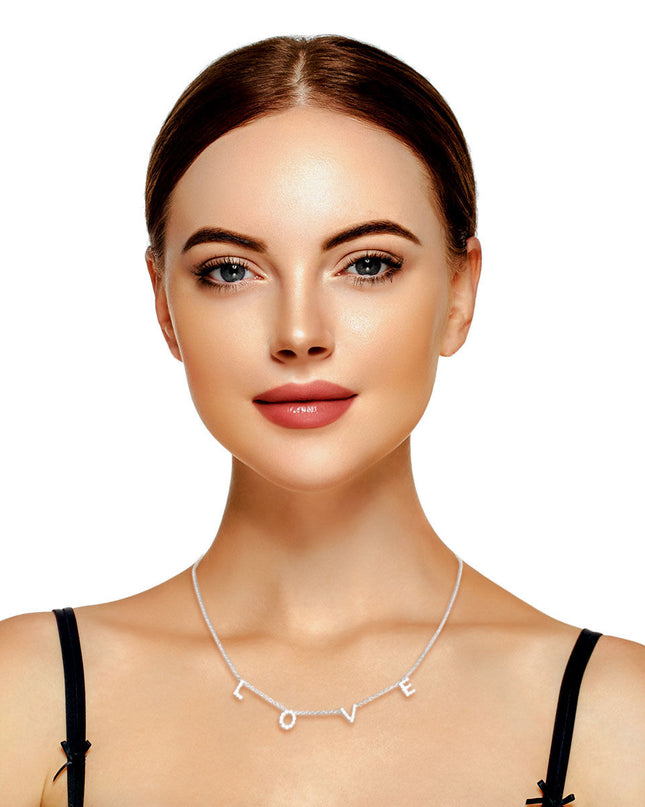Silver LOVE Station Necklace
