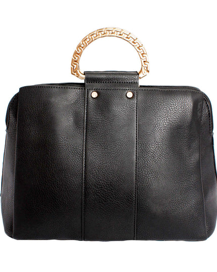 Purse Black Rigid Top Handle Handbag for Women