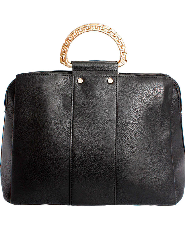 Purse Black Rigid Top Handle Handbag for Women