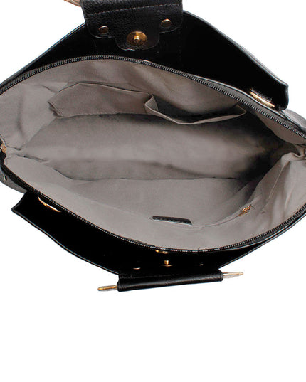 Purse Black Rigid Top Handle Handbag for Women