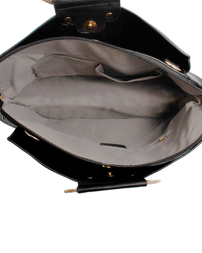 Purse Black Rigid Top Handle Handbag for Women