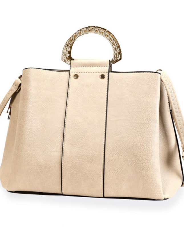 Purse Ivory Rigid Top Handle Handbag for Women