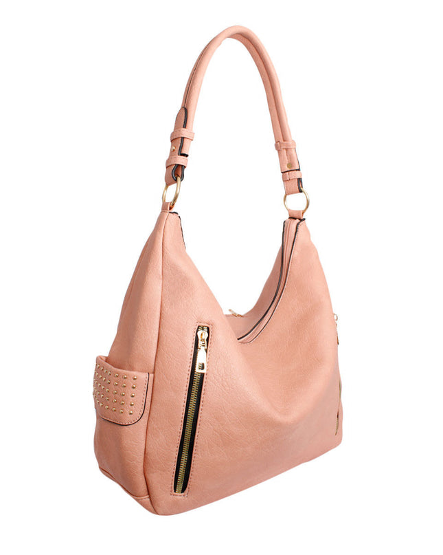 Purse Pink and Gold Stud Hobo Bag for Women