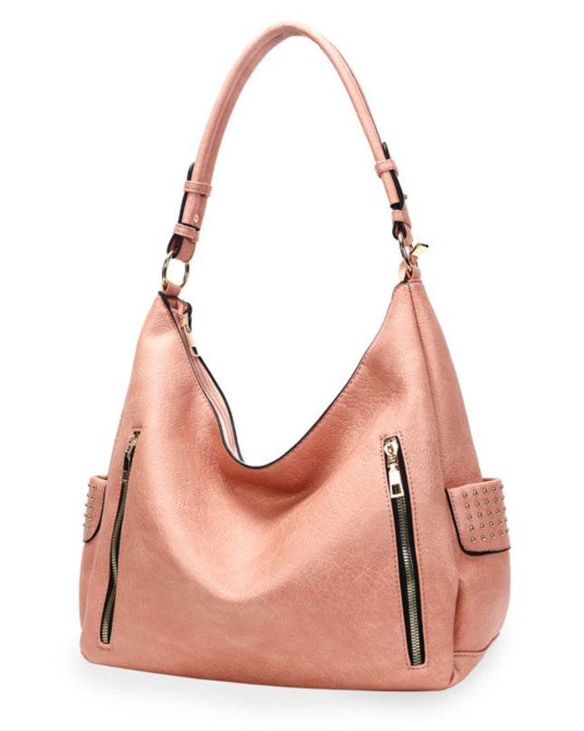 Purse Pink and Gold Stud Hobo Bag for Women