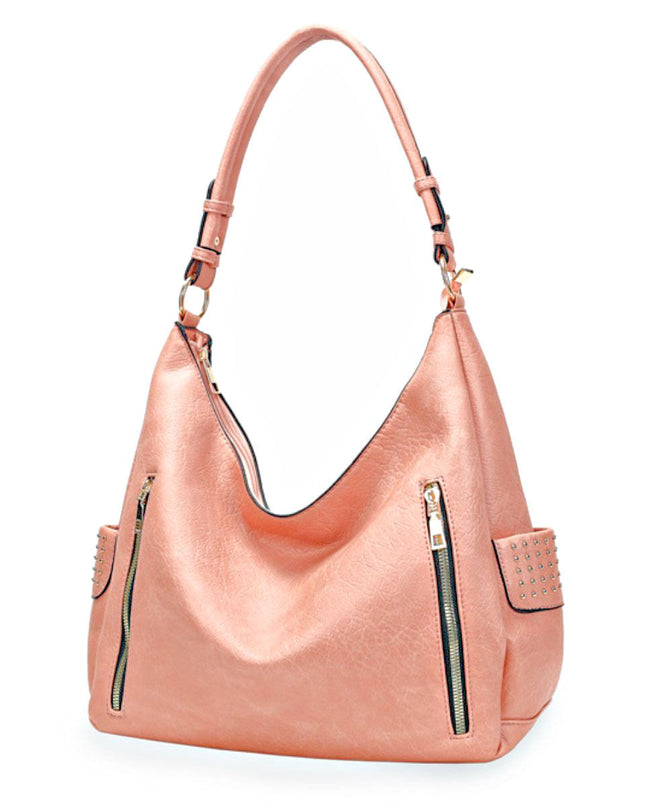 Purse Pink and Gold Stud Hobo Bag for Women