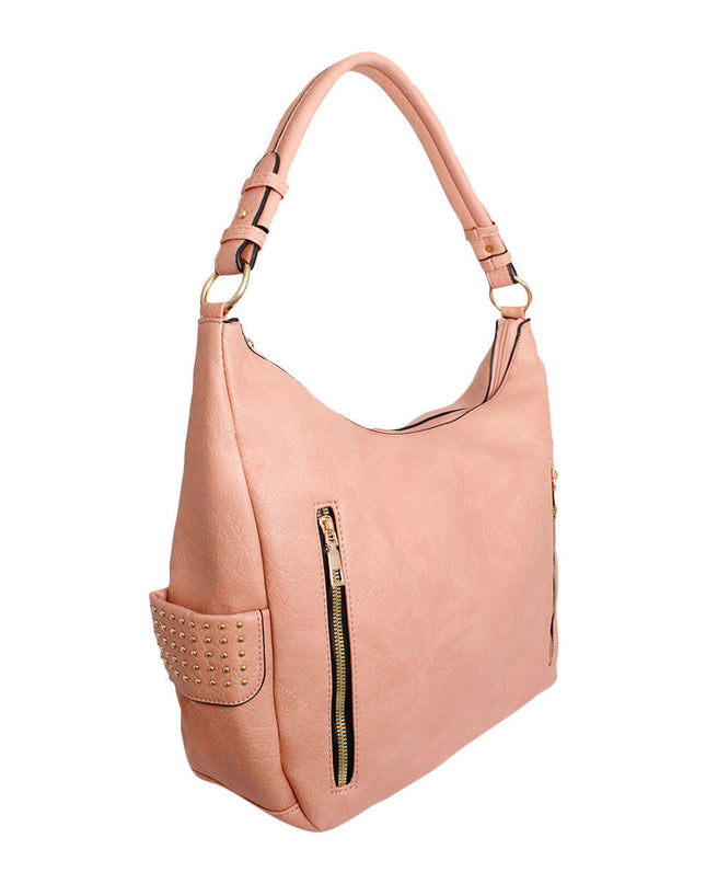 Purse Pink and Gold Stud Hobo Bag for Women