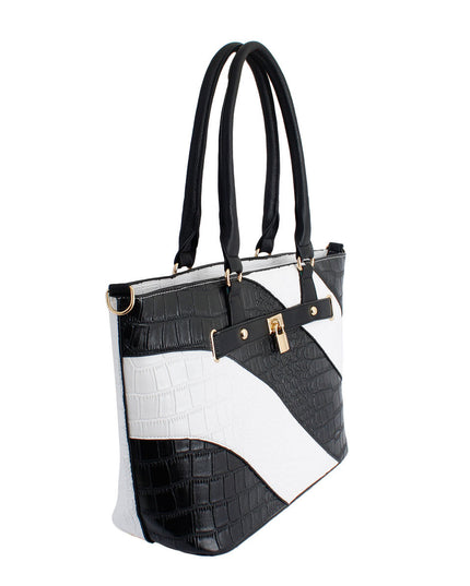 Black White Croc Kelly Tote Bag