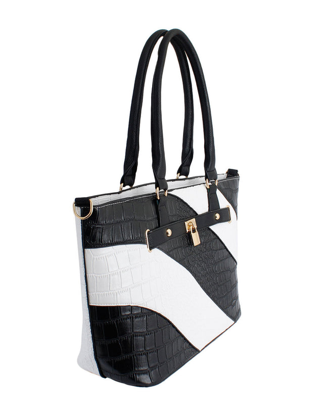 Black White Croc Kelly Tote Bag