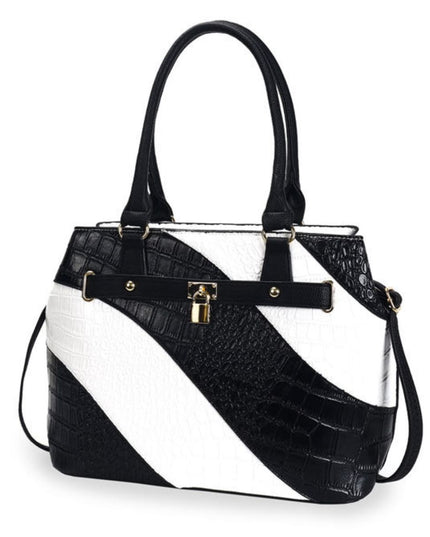 Black White Croc Kelly Tote Bag