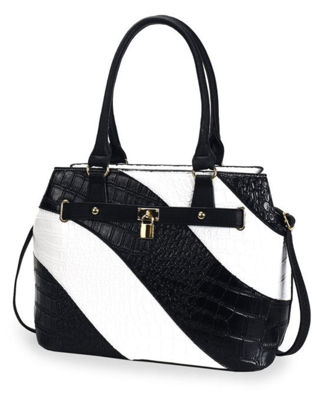 Black White Croc Kelly Tote Bag