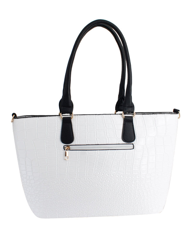 Black White Croc Kelly Tote Bag