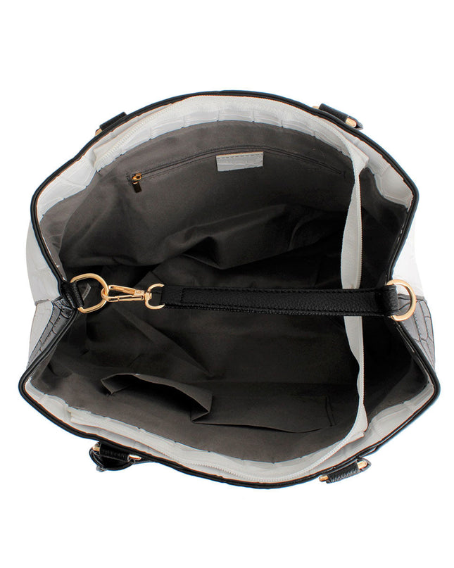Black White Croc Kelly Tote Bag