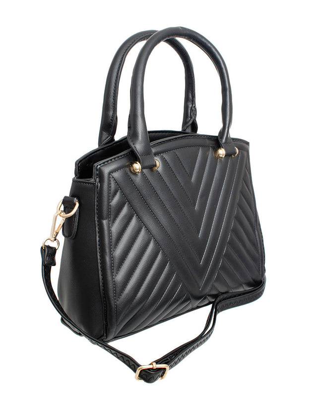Purse Black Chevron Quilted Set Bag for Women
